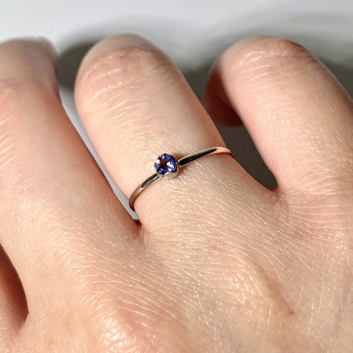 Dainty Iolite Solitaire Sterling Silver Ring - Wear and Wander