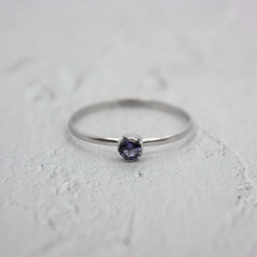 Dainty Iolite Solitaire Sterling Silver Ring - Wear and Wander