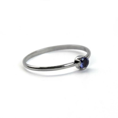 Dainty Iolite Solitaire Sterling Silver Ring - Wear and Wander