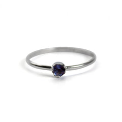 Dainty Iolite Solitaire Sterling Silver Ring - Wear and Wander