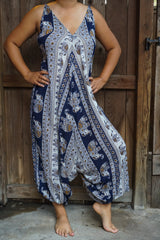 Blue Elephant Boho Hippie Jumpsuit Romper