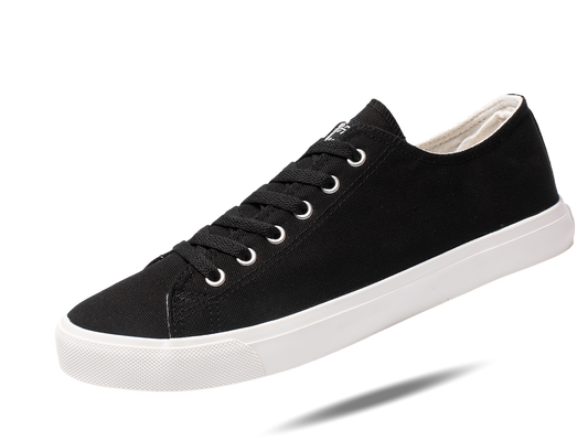 Retro Black/White Canvas Sneakers Unisex Size - Cushioned Insole