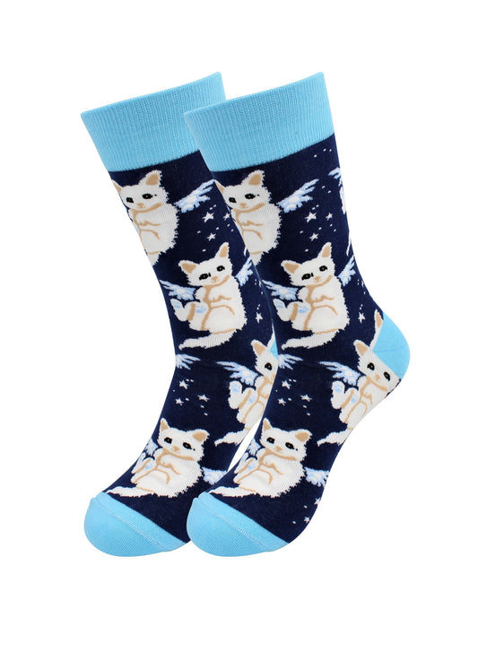 Calcetines de diseño casual con diseño de animales: gato para hombres y mujeres 