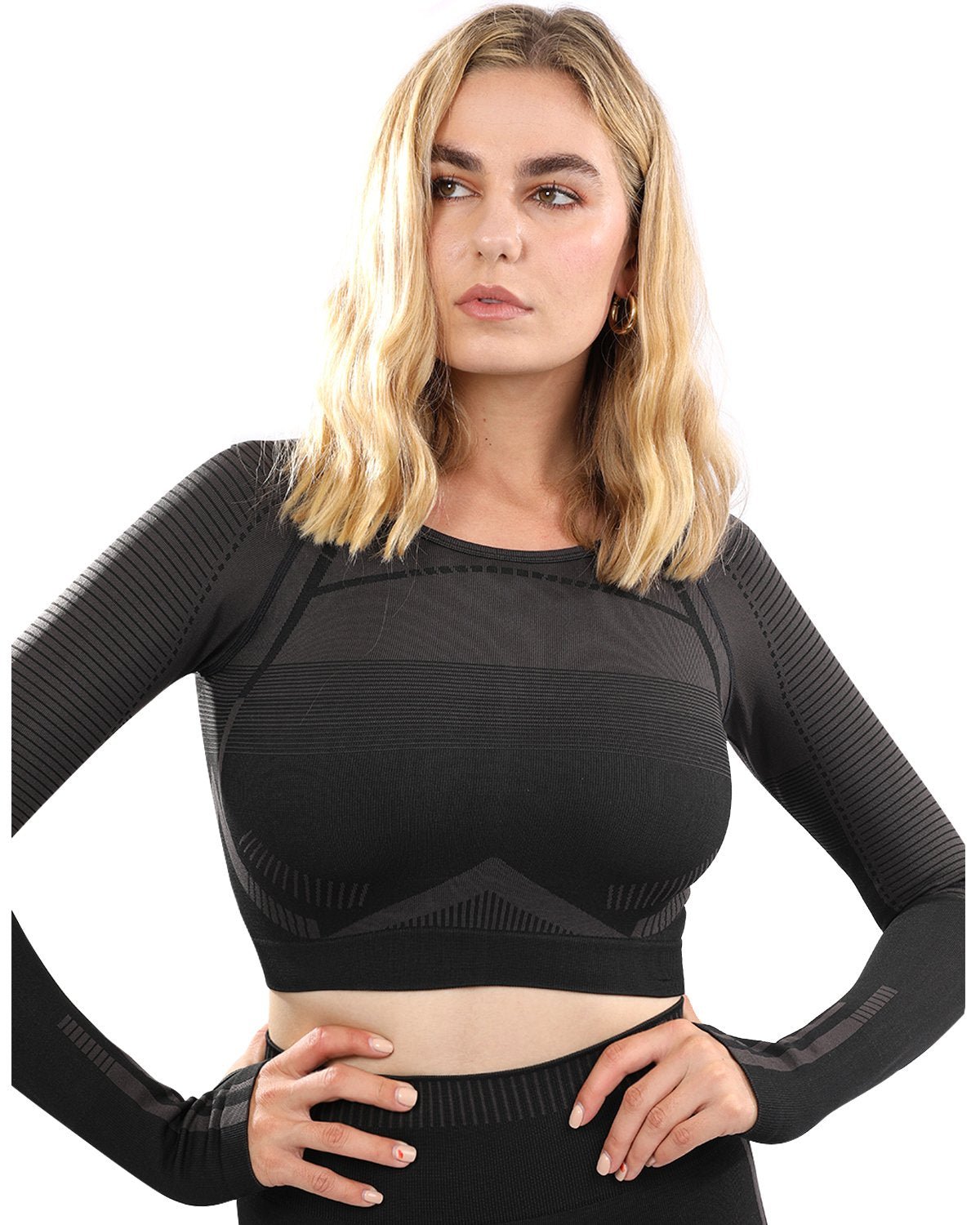 Decata Seamless Sports Top - Black & Brown - Wear and Wander