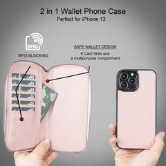 Detachable Leather Zipper Wallet Cases for Apple iPhone 13 Series - Wear and Wander