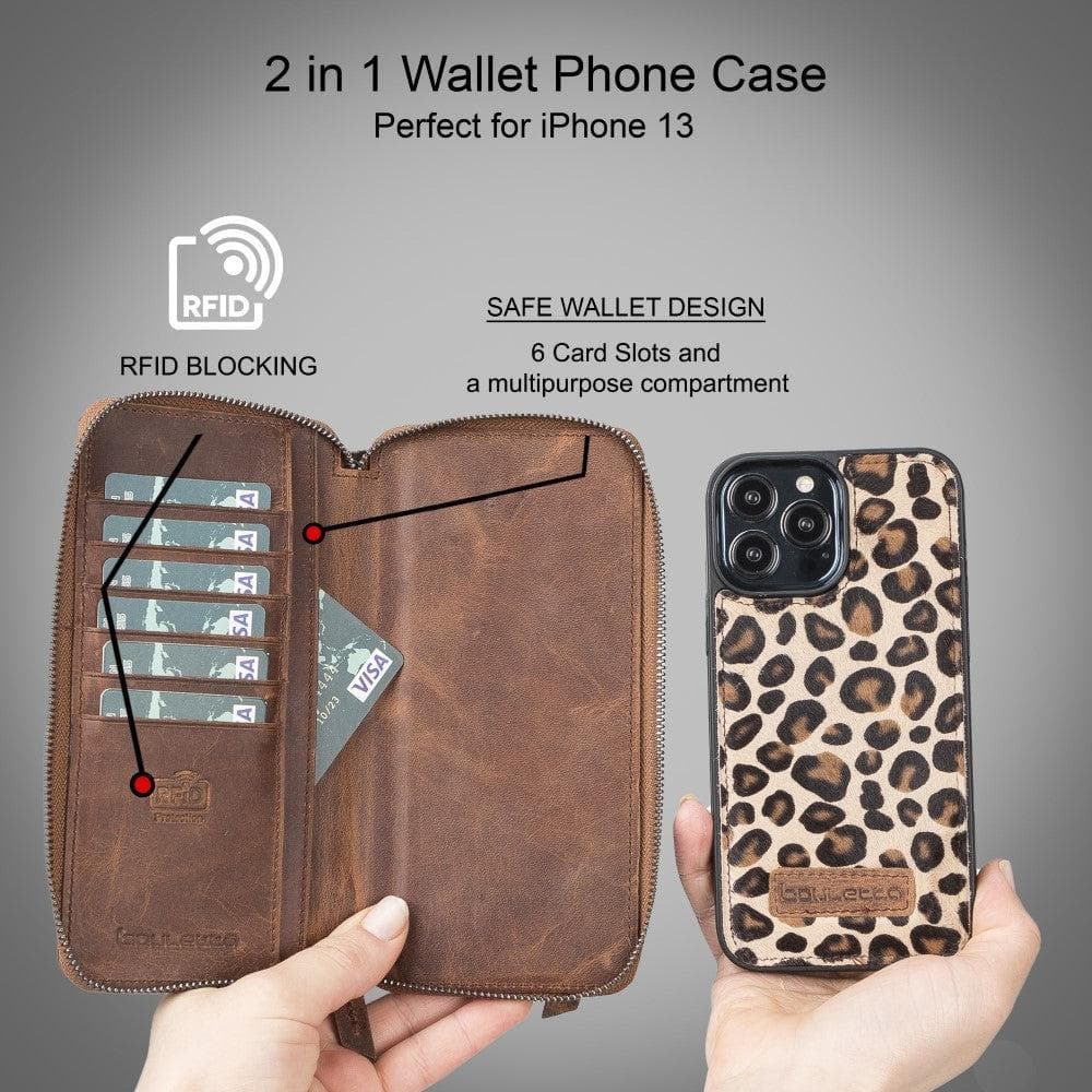 Detachable Leather Zipper Wallet Cases for Apple iPhone 13 Series - Wear and Wander