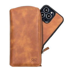 Detachable Leather Zipper Wallet Cases for Apple iPhone 13 Series - Wear and Wander