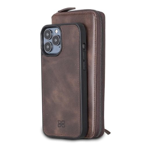 Detachable Leather Zipper Wallet Cases for Apple iPhone 13 Series - Wear and Wander