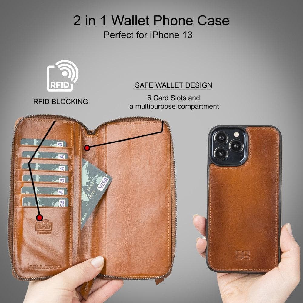 Detachable Leather Zipper Wallet Cases for Apple iPhone 13 Series - Wear and Wander