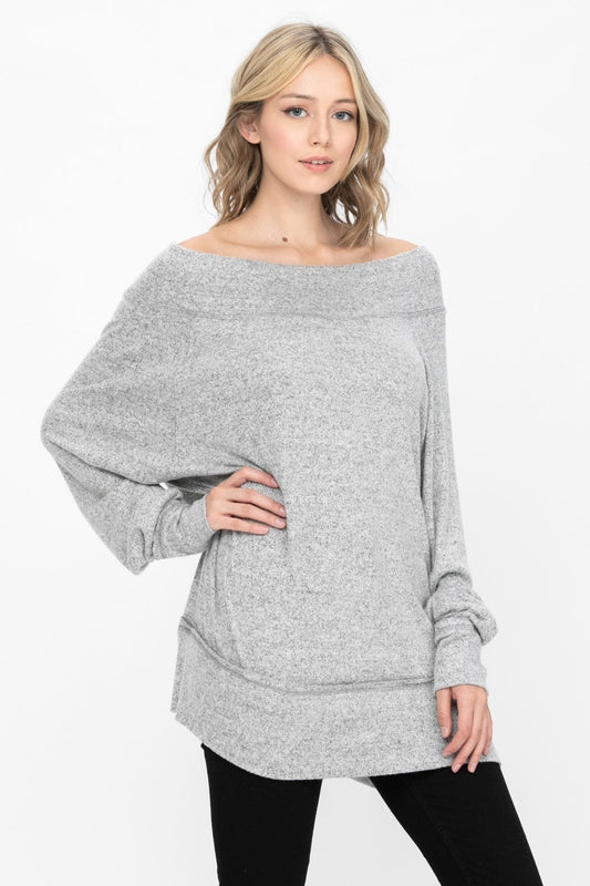 Dolman Sleeve Loose Pullover Sweater Knit Oversized Tunics Top - Wear and Wander