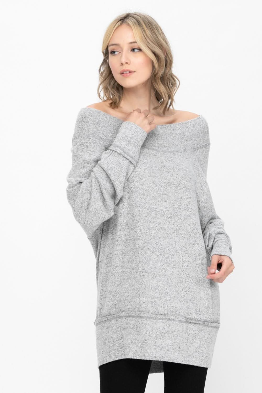 Dolman Sleeve Loose Pullover Sweater Knit Oversized Tunics Top - Wear and Wander