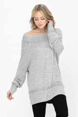 Dolman Sleeve Loose Pullover Sweater Knit Oversized Tunics Top - Wear and Wander