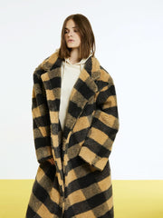 Double Breasted Plaid Faux Fur Coat - Wear and Wander