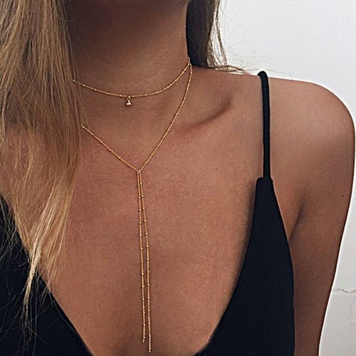 Double Lariat Choker Necklace - Wear and Wander