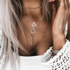 Double Triangle Multilayer Necklace - Wear and Wander