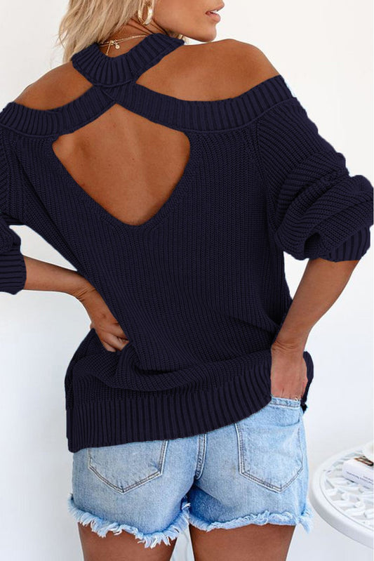 Cool Breeze Cotton Cold Shoulder Sweater