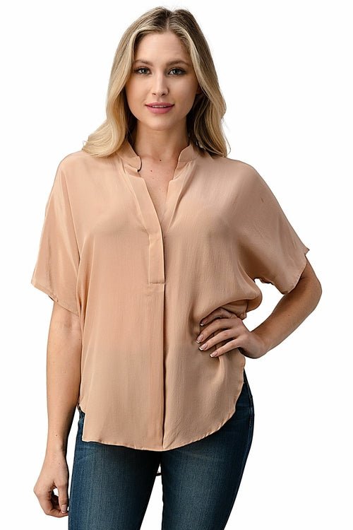 Effortless Dark Grey Oversized Button - Up Blouse for Women - Wear and Wander