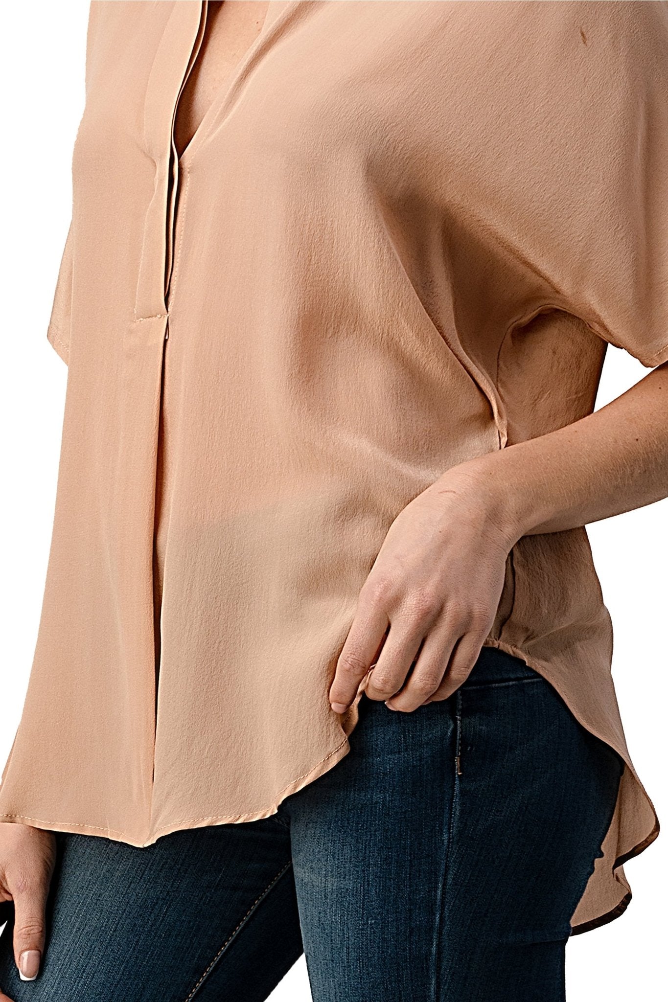 Effortless Dark Grey Oversized Button - Up Blouse for Women - Wear and Wander