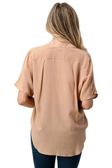 Effortless Dark Grey Oversized Button - Up Blouse for Women - Wear and Wander