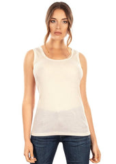 EGI Exclusive Collections Merino Wool Blend Tank Top with Tulle Trim. - Wear and Wander