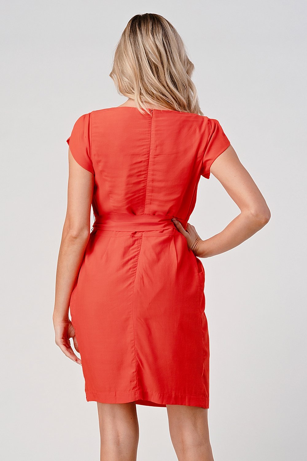 Elegant Cap - Sleeve Dress with Tie Waist - Wear and Wander