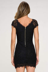 Elegant Cap Sleeve Lace Bodycon Dress with Scalloped Hem - Wear and Wander