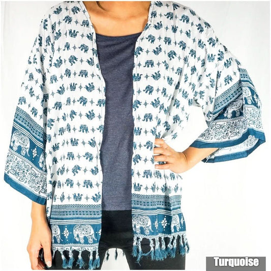 Elephant Tribal Boho Kimono Cover Up - Wear and Wander