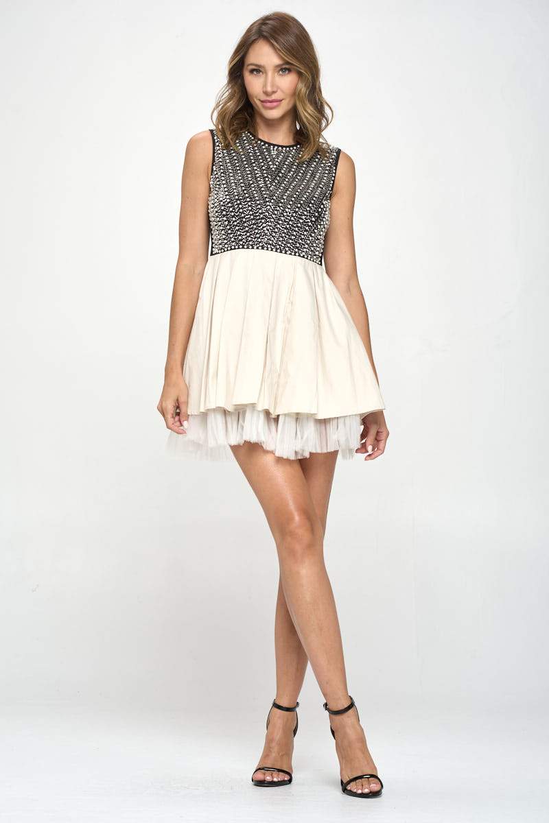 Embellished Bodice Tulle Skirt Dress – Statement Elegance - Wear and Wander