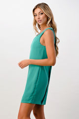 Embellished Neckline Sleeveless Shift Dress - Wear and Wander