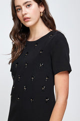 Embellished Short Sleeve Mini Dress - Wear and Wander