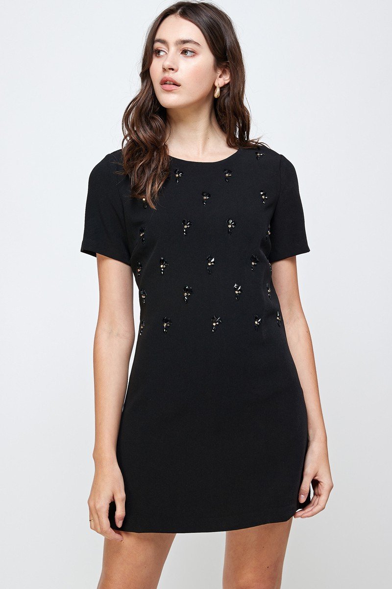 Embellished Short Sleeve Mini Dress - Wear and Wander