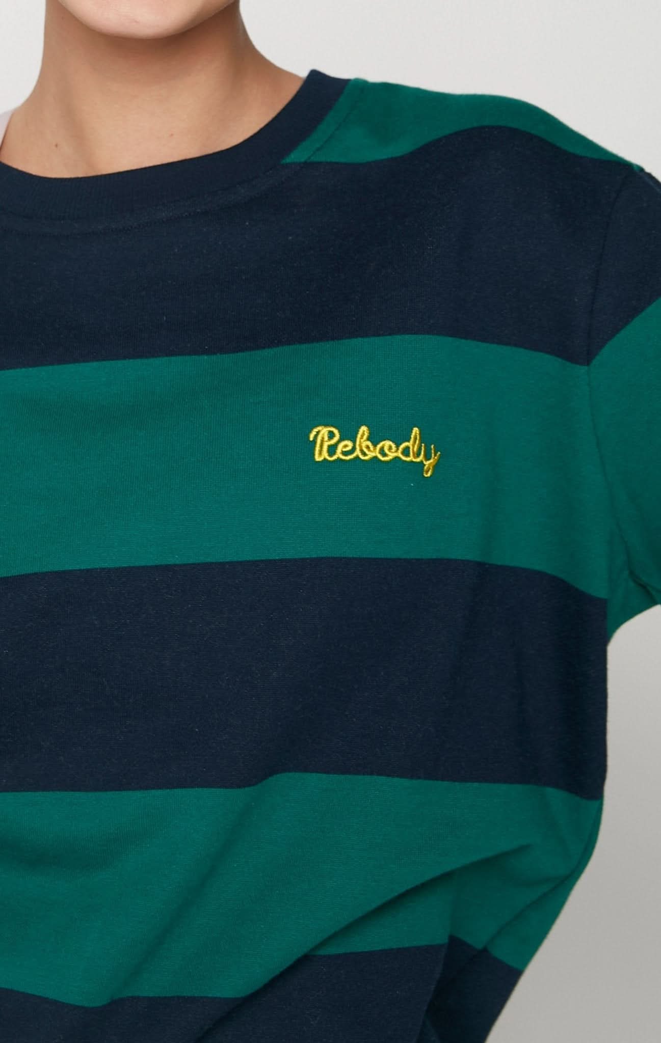 Embroidered Rebody Rugby Striped Sweatshirt Sustainable - Wear and Wander