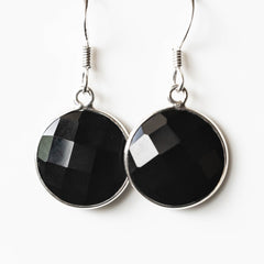 Emily Black Onyx Round Drop Earrings - Wear and Wander