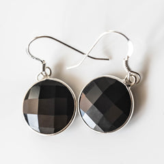 Emily Black Onyx Round Drop Earrings - Wear and Wander