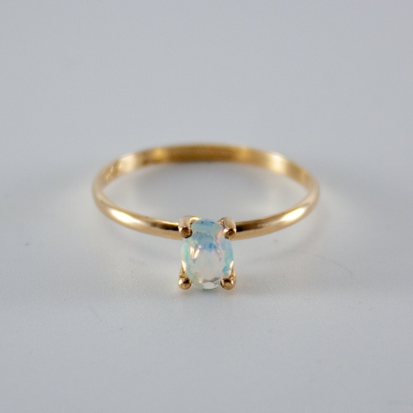 Ethiopian Opal Oval Solitaire 14k Gold Filled Ring - Wear and Wander