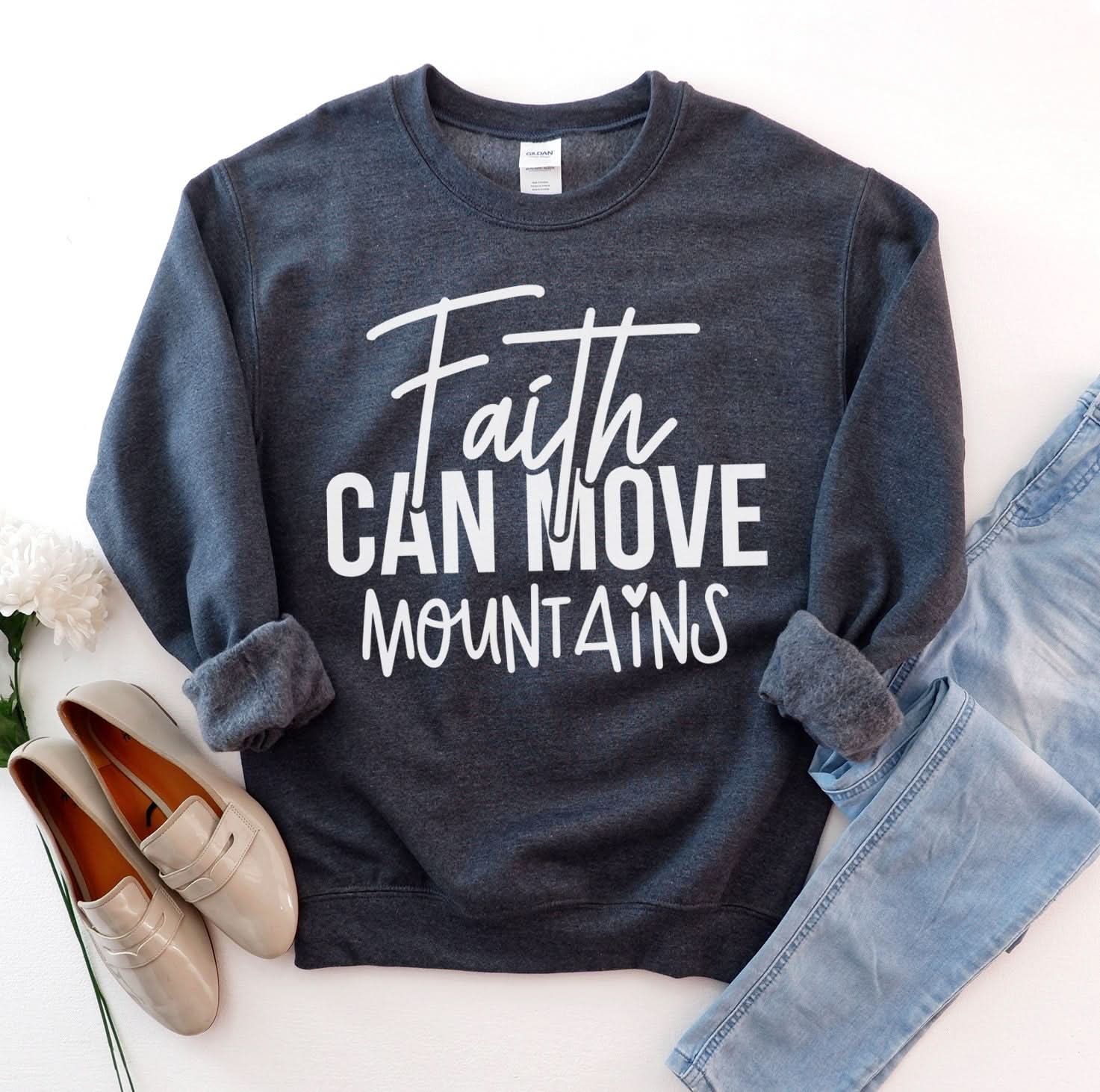 Faith Can Move Mountains Sweatshirt - Wear and Wander