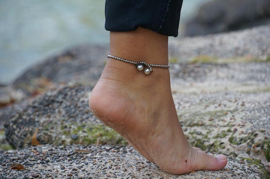 Fancy Dual Band Boho Silver Anklet - Wear and Wander