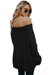 Fashion Black Off The Shoulder Winter Sweater - Wear and Wander