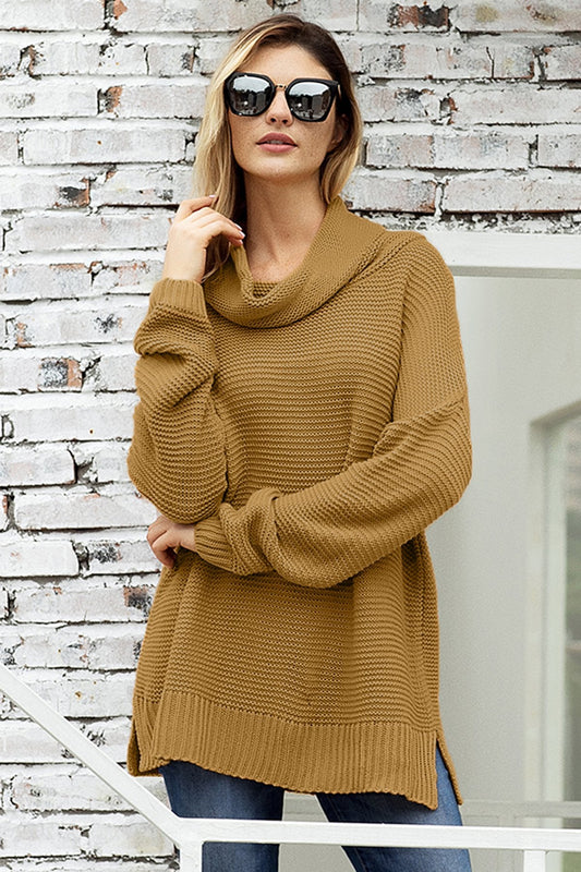 Fashion Khaki Cozy Long Sleeves Turtleneck Sweater - Wear and Wander