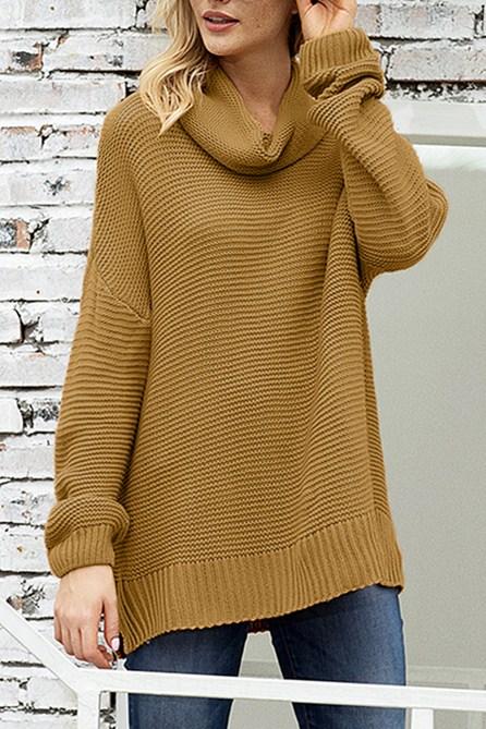 Fashion Khaki Cozy Long Sleeves Turtleneck Sweater - Wear and Wander