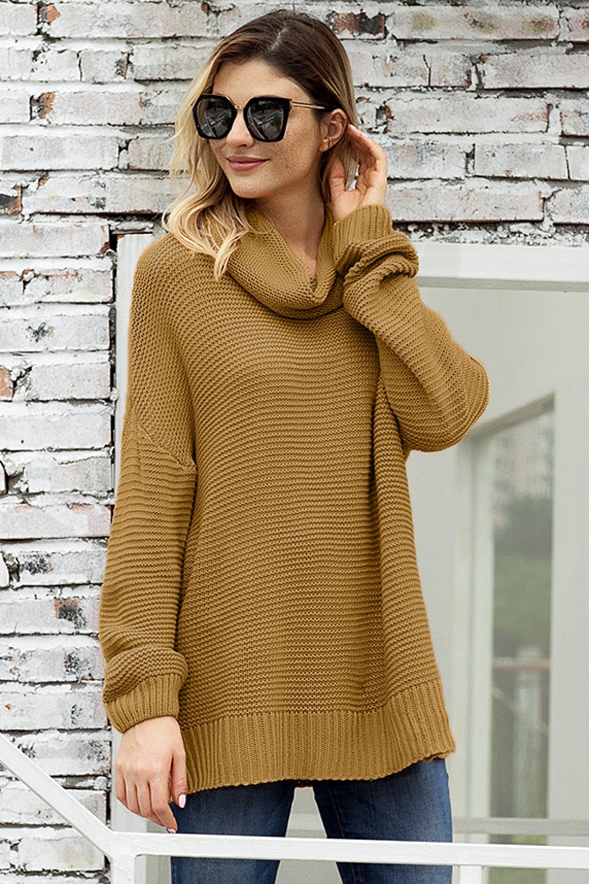 Fashion Khaki Cozy Long Sleeves Turtleneck Sweater - Wear and Wander