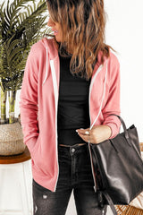 Fashion Pink Zip - up Hoodie Jacket - Wear and Wander