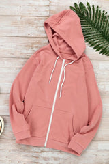 Fashion Pink Zip - up Hoodie Jacket - Wear and Wander