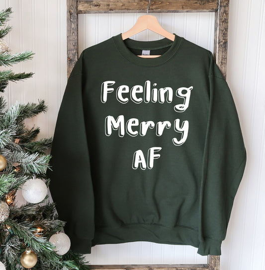 Feeling Merry AF Christmas Sweatshirt - Wear and Wander