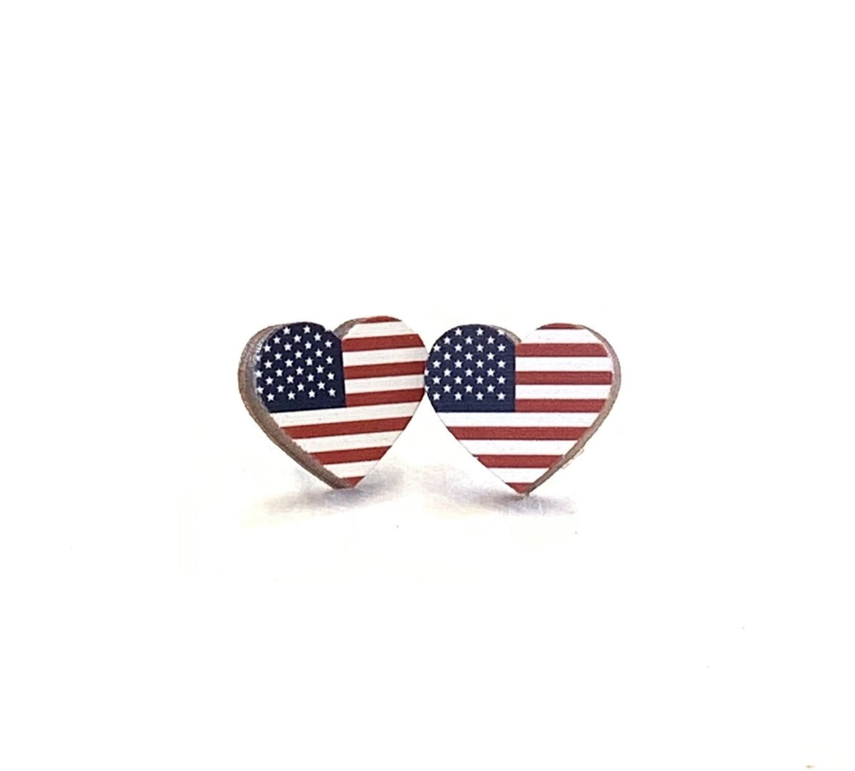 Flag Heart Stud Earrings 3086 - Wear and Wander