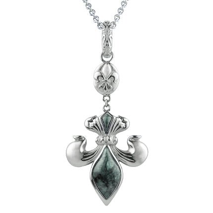 Fleur - de - Lis - Green Marble Lily Necklace - Wear and Wander