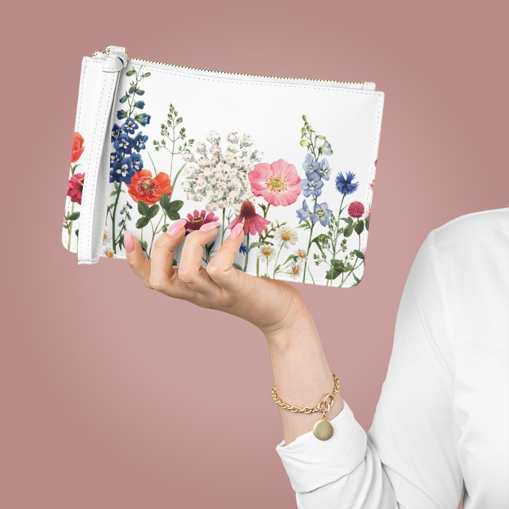 Floral Designed Zipped Clutch Bag - Wear n Wander