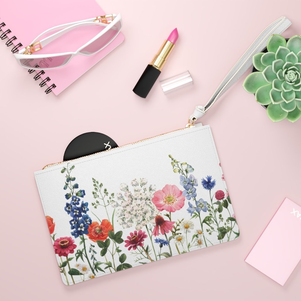 Floral Designed Zipped Clutch Bag - Wear n Wander