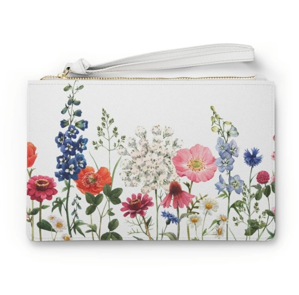 Floral Designed Zipped Clutch Bag - Wear n Wander