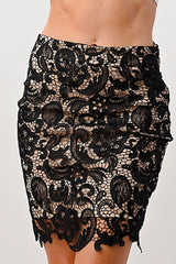 Floral Lace Mini Skirt - Wear and Wander